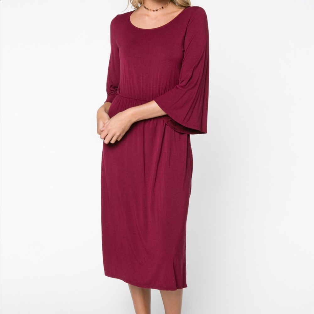 Loverly Midi Dress- dark wine